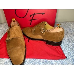 J.FitzPatrick Sammamish Double Monk Strap Cumin Suede Shoes 17086 Mens 8.5 D